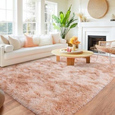 Imagem de Quntue Tapetes de área de 20 x 25 cm para sala de estar, tapete grande ultramacio felpudo felpudo para quarto, tapete moderno de pelúcia macia e alta para decoração de dormitórios de crianças, meninas