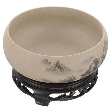 Imagem de SEWACC Vaso de cerâmica com base de plástico, vaso hidropônico doméstico, vaso decorativo de bonsai, 16,69 x 16,69 x 6,67 polegadas