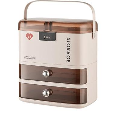 Imagem de Saim Caixa de bloqueio de medicamentos com código, caixa de armazenamento multifuncional para medicamentos e kit de primeiros socorros domésticos, design à prova de crianças, senha de 4 dígitos