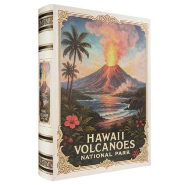 Imagem de XIAOAIKA Caixa decorativa de madeira – Caixas de livros falsas vintage com design de parque nacional, armazenamento secreto com fecho magnético, capa de couro, perfeita para estante de livros de