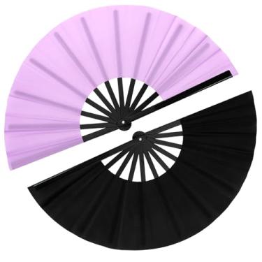 Imagem de Maitys 2 peças de leques grandes de palmas para dança em linha, 33 cm, leque dobrável de rave, tecido de nylon, dobrável para festival de dança em linha, artesanato, decoração de dança para
