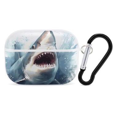 Imagem de Capa protetora para AirPods Pro com chaveiro tubarão no mar AirPods Pro 2ª geração para mulheres/homens
