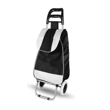 Imagem de Carrinho De Compras Feira Dobrável C/ Rodas Suporta 30 Kg - MHR, Preto