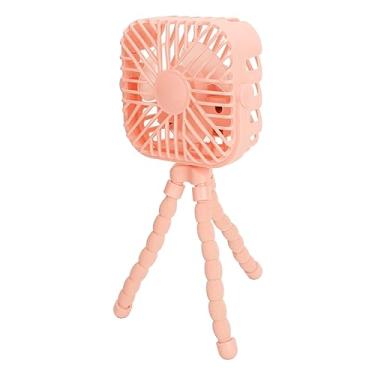 Imagem de Generic Ventilador de Carrinho Portátil, 3 Speed ​​Wind Quadrate Pendurado fã de Acampamento Flexível para o Escritório (Rosa)