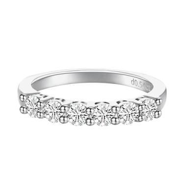 Imagem de Fook Doll 0,36-0,9 quilates (ctw) 14K sólido branco ou amarelo ou ouro rosa redondo LAB GROWN diamante seis pedras anel feminino eternidade casamento aniversário de casamento coleção ultra premium