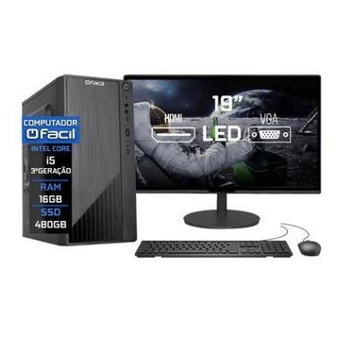 Imagem de Computador Completo Fácil Intel Core I5 3ª Gen, 16GB, SSD 480GB, Windows 10 + Monitor 1...