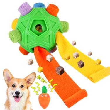 Imagem de Bola de Snuffle para cães - quebra-cabeça interativo para cães incentivam habilidades naturais de forrageamento alimentador lento para treinamento e alívio do estresse, brinquedos de mastigar comida