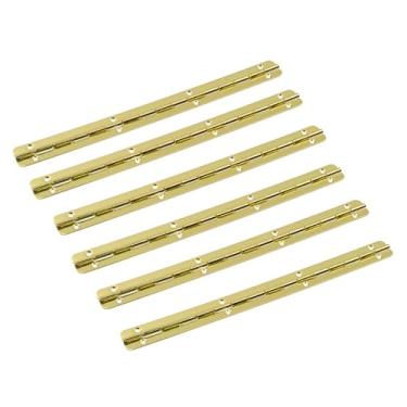 Imagem de HEVSTIL Pacote com 6 dobradiças longas dobráveis – Dobradiças de porta e janela de ferro resistente – Ideal para armários, caixas de joias, piano, projetos DIY – Inclui parafusos para fácil instalação