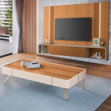 Imagem de Painel TV 85 Pol Empire e Mesa de Centro Cadenza Off/Cinamomo - HB Móv