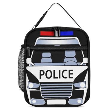 Imagem de TIANXIADIYI Lancheira térmica de carro de polícia para homens para mulheres e crianças (25 cm)