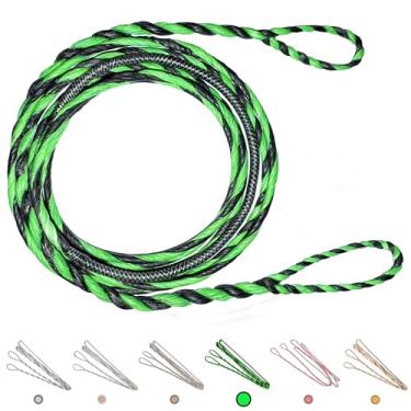 Imagem de Deerseeker Flemish D97 Corda de Arco Torcida Artesanal 16 Fios 137-177.8 cm Voo Rápido para Arco Recurvo Tradicional Longbow Substituição Acessórios de Tiro com Arco (Verde + Preto, AMO 142 cm