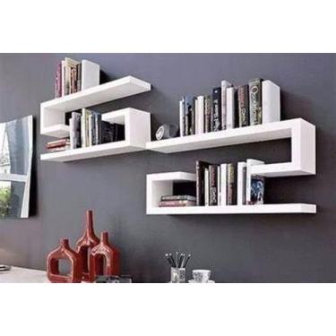Imagem de Kit 4 Prateleiras organizadoras em J/L MDF - 50 x 15 x 10 cm - Sala/Co