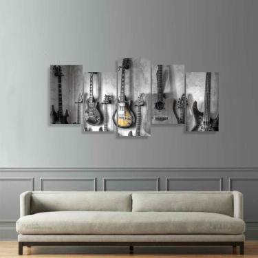 Imagem de Quadro decorativo Violão Guitarra Músaica Mosaico 5 Peças