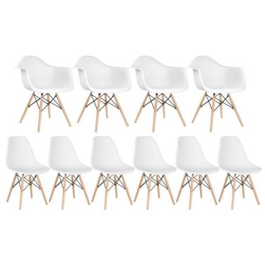 Imagem de Kit 4 Cadeiras Eames Daw Com Braços + 6 Cadeiras Dsw Branco