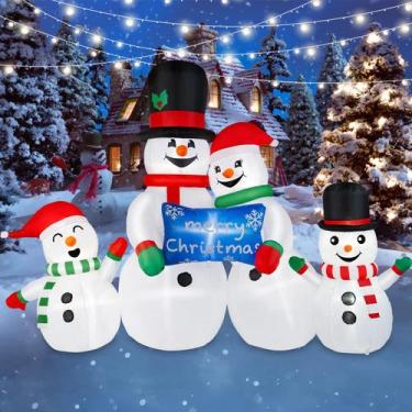 Imagem de Família de bonecos de neve BrdJade Snowman inflável de Natal de 8 pés 