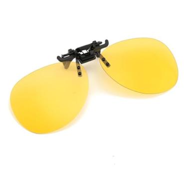 Imagem de Óculos de sol polarizados com clipe para dirigir, óculos de sol amarelos com lentes de resina para dirigir, proteção UV 400, visão noturna amarela, largura total: 128 mm