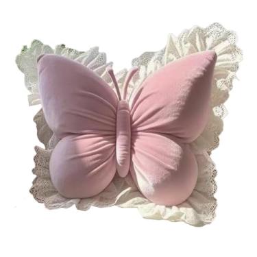 Imagem de Fenteer Almofada decorativa de borboleta, suporte de cintura, artesanato, decoração para casa, almofada de sofá, decorativa para cadeira de escritório, sala, Rosa