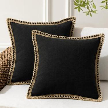 Imagem de Capa de travesseiro Phantoscope Farmhouse Burlap Linen 45x45cm preta
