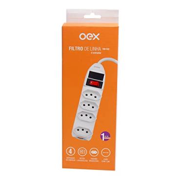 Imagem de OEX Filtro de Linha 4 Tomadas Bivolt, TM102 - Cabo 1.5cm - Branco