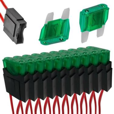 Imagem de Kit 10 Porta Fusível Max Fio 4mm + 10 Fusíveis 30 Amperes - PERMAK