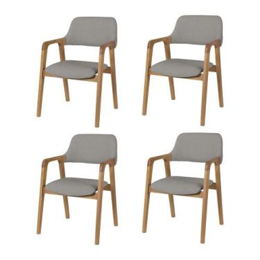 Imagem de Conjunto 4 Cadeiras de Jantar Ruth Estrutura em Madeira Maciça Estilo 