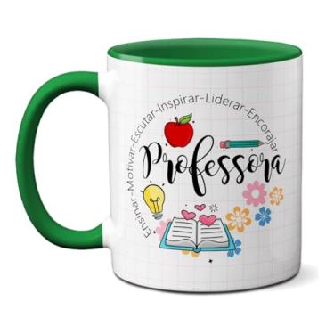 Imagem de Caneca Da Professora Ensina Lidera Encoraja Frase Criativa (Verde)