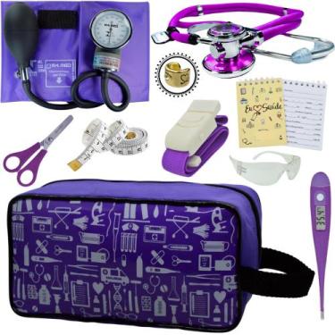 Imagem de Kit Academico Enfermagem Premium Preto Completo - Love Saude, ROXO EST