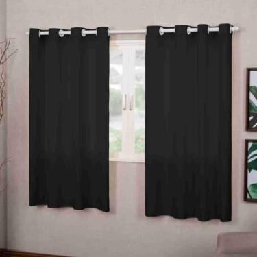 Imagem de Cortina Roma Premium para Sala e Quarto, 200 x 150 cm, 2 Folhas, Poliéster, Decorativa (PRETO)