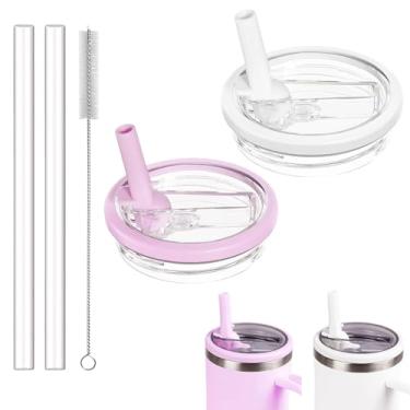 Imagem de Tianhengyi Substituição de tampa de copo de 850 g compatível com Stanley Quencher, branco + roxo