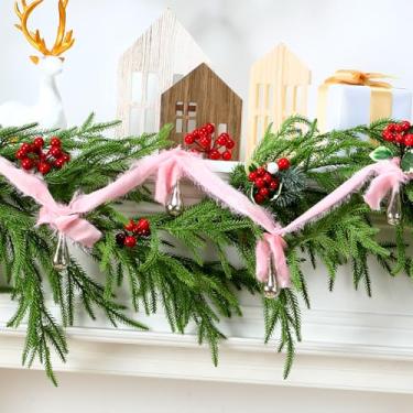 Imagem de Mimorou Guirlanda de laço de veludo de Natal de 1,8 m com gota de gota de gota de vidro de mercúrio, guirlanda de arco de manto de Natal 182 cm ornamento para decoração de porta da frente de árvore de