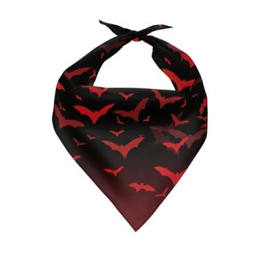 Imagem de Howilath Bandana para cães pequenos, médios e grandes, lenço de gato com estampa de morcego de vampiro vermelho, babadores triangulares para meninas ou meninos