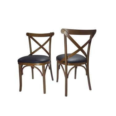 Imagem de Kit 2 Cadeiras Dubai Madeira Maciça Assento Estofado Couro Sintético Preto