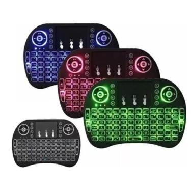 Imagem de Mini teclado e mouse sem fio recarregáveis com iluminação RGB - Lightb