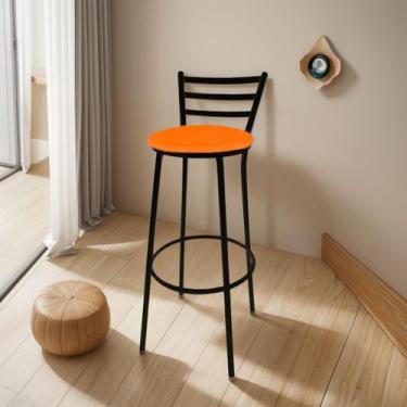 Imagem de Banqueta Alta Roma C/ Encosto - Moveraço, ASSENTO: LARANJA