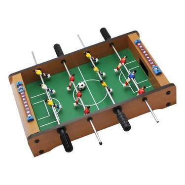 Imagem de Pebolim Jogo de Futebol de Mesa Portátil Completo 12 Jogadores 31 x 51