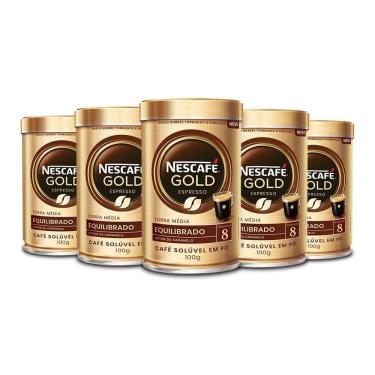 Imagem de Café Solúvel Nescafé Gold Equilibrado Kit 5 Latas 100G