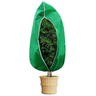 Imagem de LIYIVNAA Plant Covers Winter Freeze Protection 1 pacote 129 cm x 199 cm reutilizável geada cobertor de árvore pano com cordão e zíper para clima frio ao ar livre - verde