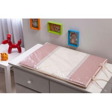 Imagem de Trocador para comoda de Bebê Poa Rose com Guippir Marfim Bege Luxo Ner