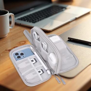 Imagem de Organizador eletrônico, bolsa organizadora de cabos de viagem, acessórios eletrônicos, estojo de transporte portátil de duas camadas para cabos, carregador, telefone, carregador portátil, fone de