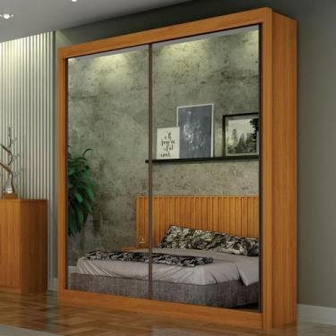 Imagem de Guarda Roupa Casal com Espelho 2 Portas de Correr Em MDF São Paulo Lei