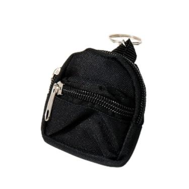 Imagem de Mini mochila chaveiro para mulheres, bolsa pequena para moedas com zíper para cartão chave, batom, fone de ouvido, bolsa de cosméticos, Preto, Mini