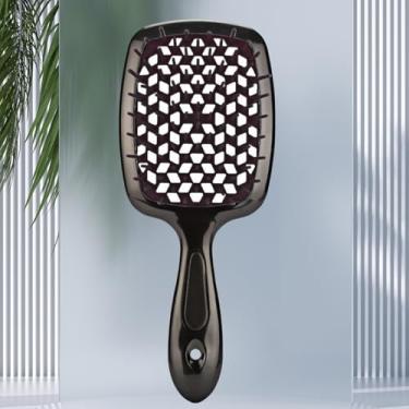 Imagem de Escova de cabelo penteada de favo de mel escova curvada ventilada para mulheres e homens escovas de cabelo desembaraçantes para cabelos cacheados secos molhados e grossos preto 1