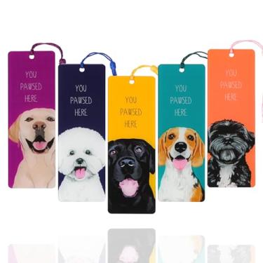 Imagem de 10 estilos marcadores de página para cães – Marcador de página oco de pata de cachorro de aço inoxidável, You Pawsed Here, presentes para mulheres, homens, livros e amantes de cães (Cão, 5 peças)