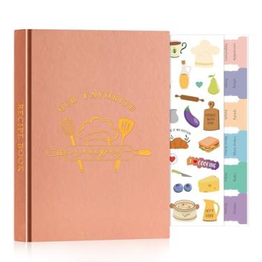 Imagem de Lanpn Caderno de receitas em branco A5 para 70 receitas, capa de couro, impermeável, vazio, caderno de culinária para escrever em suas próprias receitas, livro de receitas com adesivos para organizar