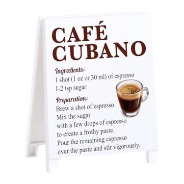 Imagem de Placa de café cubano, receita, café, rústico, decoração de café para casa, café, bar, letreiro para amantes de cafés, acessórios de carrinho de cozinha, presentes de Natal para barista, homens
