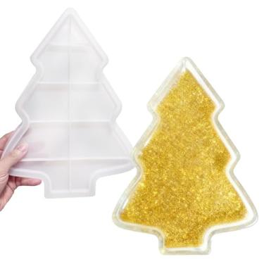 Imagem de Acxydm Molde grande de bandeja de árvore de Natal para resina epóxi, recipiente de armazenamento de Natal, suporte de vela de joias, prato de sobremesa decorativo de Natal, moldes de silicone para