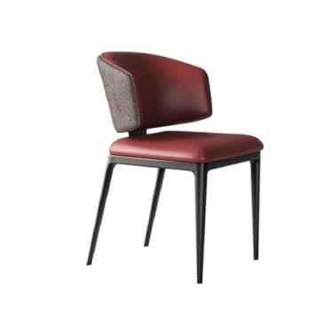 Imagem de Cadeira de jantar ergonômica com espuma de alta densidade e pernas de aço carbono (almofada de assento vermelha encosto preto)