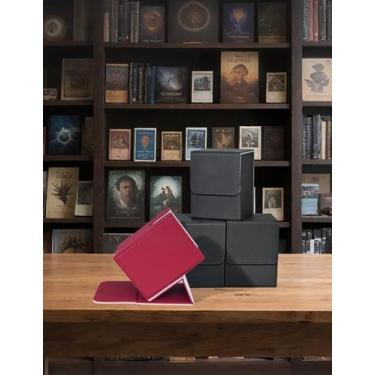 Imagem de Caixa de baralho para MTG, caixa de baralho para MTG, caixa de armazenamento de cartões colecionáveis comporta 100 cartas de manga única adequada para cartões TCG/CCG/PTCG/EDH/Magic/Sport (vermelho e