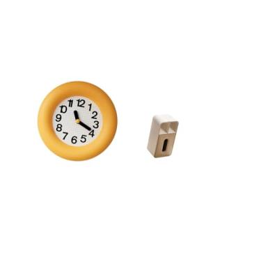 Imagem de Fenteer Relógio de Parede Analógico Silencioso Contemporâneo E Porta-lenços Retangular Multifuncional para Cozinha, Sala de Jantar, Quarto E Escritório com Co