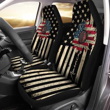 Imagem de Capa de assento de carro Gearider Retro American Flag & Girassol Print